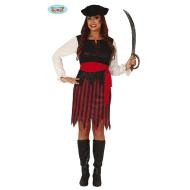 Costume Donna Pirata Corsara A Strisce Rosse E Nere Taglia L (86672)