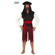 Costume Uomo Pirata Corsaro A Strisce Rosse E Nere Taglia L (86681)
