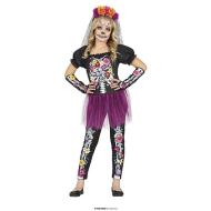 Costume Scheletro Con Fiori Bambina 5-6 Anni (77683)
