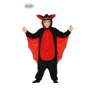 Costume Pigiama Pipistrello Nero E Rosso Bambino Bambina Taglia 5-6 Anni (87690)