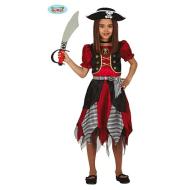 Costume Piratessa Rossa E Nera Bambina Taglia 10-12 Anni (83708)