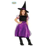 Costume Strega Streghetta Tulle Viola Bambina Taglia 7-9 Anni (85772)