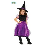 Costume Strega Streghetta Tulle Viola Bambina Taglia 10-12 Anni (85773)