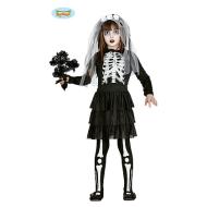 Costume Nero Sposa Scheletro Bambina Taglia 5-6 Anni (85798)
