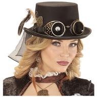 Cappello cilindro steampunk con occhiali edeco meccanismo