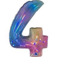 Palloncino Mylar 40 (100cm) Numero 4 Colourful Rainbow