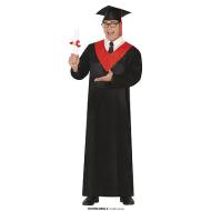 Costume Costume Da Laureato Nero E Rosso Adulto 52 - 54  (L) (88815)