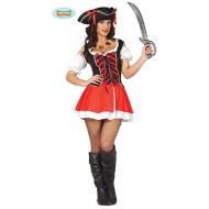 Costume Donna Corsara Piratessa Sexy Rossa E Nera Taglia S (84877)