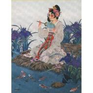 Geisha sullo stagno - Carta giapponese