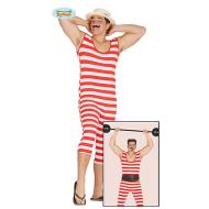 Costume Uomo Forzuto Culturista Bagnante Anni 20 In Spandex Taglia S-M (84941)