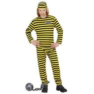 Carcerato Giallo/Nero (Casacca, Pantaloni, Cappello) (140 Cm / 8-10 Years)