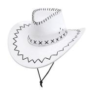 CAPPELLO COWBOY BIANCO CON CUCITURE scamosciato