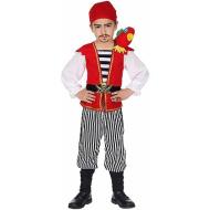 Costume Pirata 116 Cm (4-5 Anni) - Maglietta Con Gilet E Cintura, Copristivali E Pappagallo