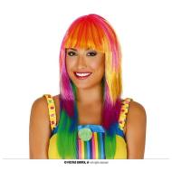 Parrucca Multicolore Lunga Con Frangia (4981)