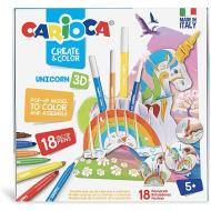Carioca create & color unicorn 3d con 18 pennarelli punta fine