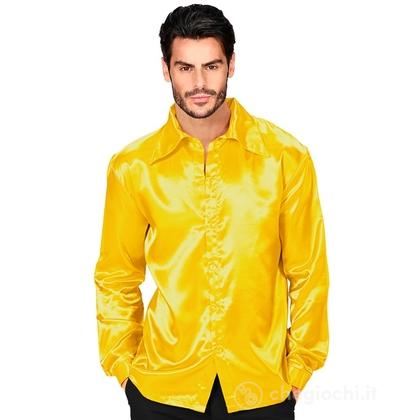 Camicia Disco Anni 70 Gialla in raso M -  Adulto Uomo - Anni '70 - Disco Fever