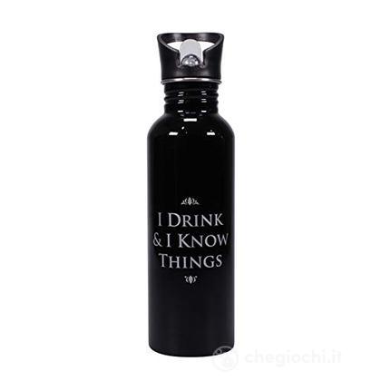 Game Of Thrones: I Drink & I Know Waterbottle Metal 750Ml Bottiglia Metallica