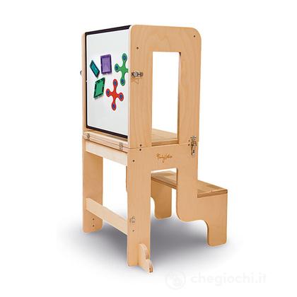 Torre Montessori 3 in 1 in legno con Lavagna - Tavolo e Sedia