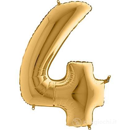 Palloncino Mylar 40 (100cm) Numero 4 Gold (Oro)