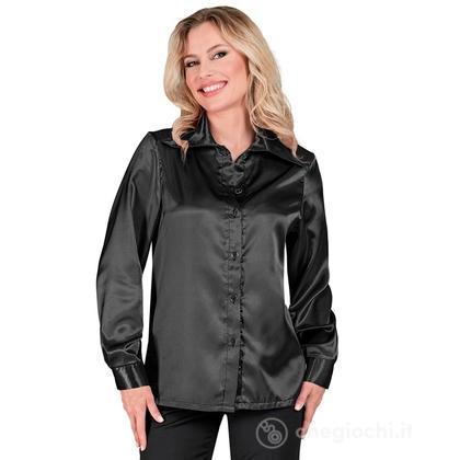 Camicia Disco Anni 70 Nera in raso S -  Adulto Donna - Disco, Anni '70 - Disco Fever