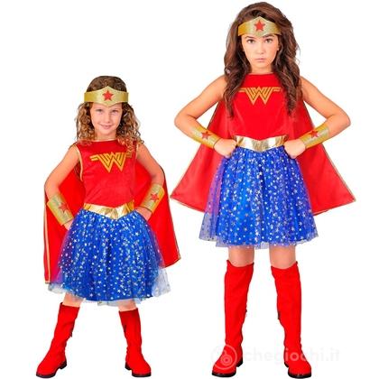 Wonder Girl (vestito con mantello, copricapo, bracciali) 140 cm / 8-10 anni  - Costume Bimba - Nazionalità ed Etnie, Fantasia e Favole, Feste dei Bamb