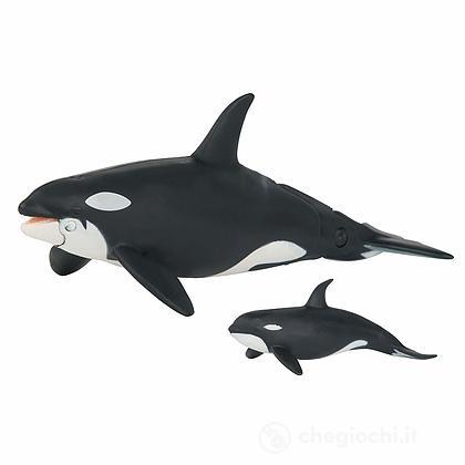 Orca con cucciolo. Animale in plastica con parti snodabili (LCT16054)