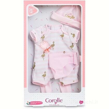 Corolle Set 5 Accessori Per Bambole 30 Cm – Tutina, Cuffietta, Calzine, Mutandina E Ciuccio, Abiti Morbidi Con Velcro, Dai 18 Mesi