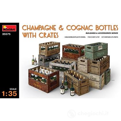 Bottiglie Champagne & Cognac e cassette di legno 1/35 (MA35575)