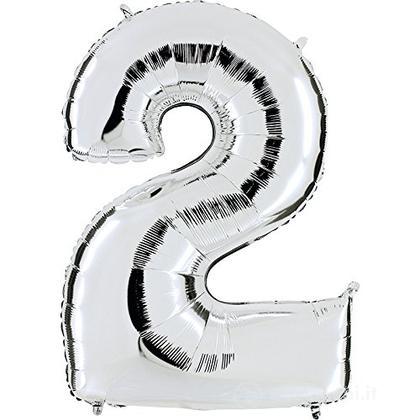 Palloncino Mylar 40 (100cm) Numero 2 Silver (Argento)