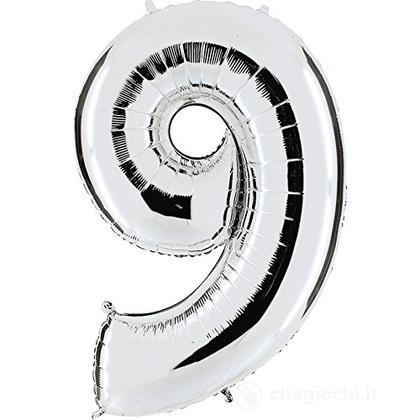 Palloncino Mylar 40 (100cm) Numero 9 Silver (Argento)