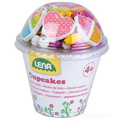 Set Perle In Legno Cupcake, Rosa
