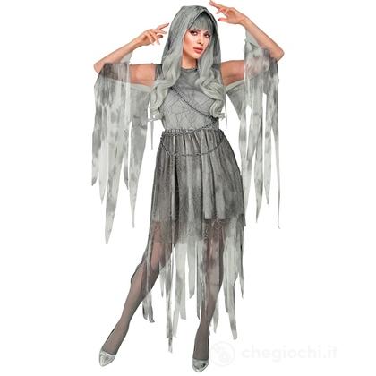 Spirito Spettrale Incatenato (vestito con cappuccio, catena) L - Costume Adulto Donna - Halloween, Personaggi Gotici e Horror