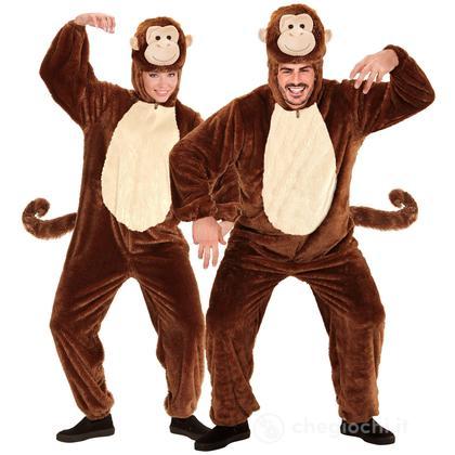 SCIMMIA IN PELUCHE SOFT (costume con cappuccio e maschera)