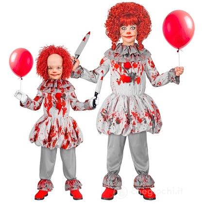 Pagliaccio Horror Vintage (vestito, gorgiera, copriscarpe) 140 cm / 8-10 anni  - Costume Unisex - Clown e Circo, Halloween, Personaggi Gotici e Horror