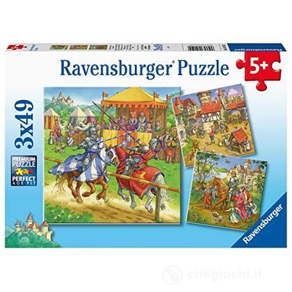Puzzle 3x49 Pz Torneo Dei Cavalieri Medioevo - Puzzle classici -  Ravensburger - Giocattoli