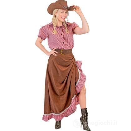 Cowgirl (camicia, gonna, cintura) XL - Costume Adulto Donna - Wild West