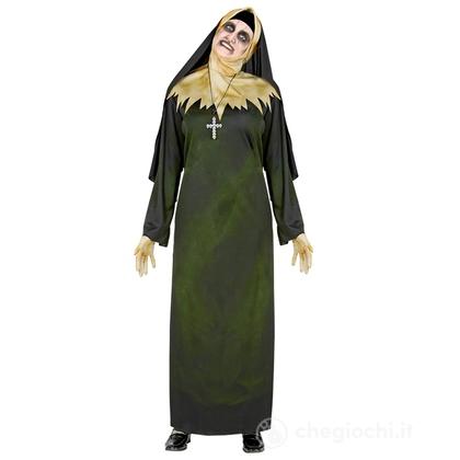 Suora Demoniaca (tunica, cappuccio con collare, velo, guanti, collana) S - Costume Adulto Donna - Halloween, Personaggi Gotici e Horror, Ecclesiastici