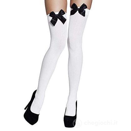 Stockings White/Black Bow (87830)