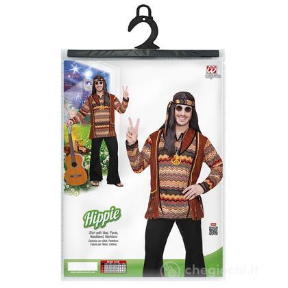 Hippie (Camicia Con Gilet, Pantaloni, Fascia Per Testa, Collana) S
