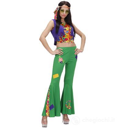 Woodstock Hippie Girl (Top, Gilet, Pantaloni, Fascia Per Testa) L