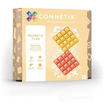 2 Pezzi - Basi Magnetiche - Pastello - Limone e Pesca - 100% Plastica ABS Atossica - Apprendimento STEM