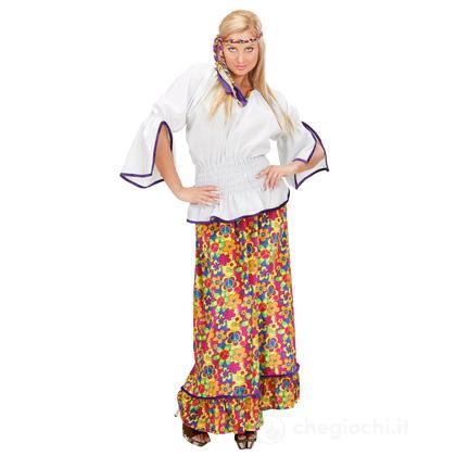 Hippie Woman In Velluto  (Camicia, Gonna, Fascia Per Testa) S