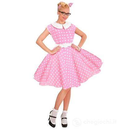 Moda Rock'n'roll Anni 50 Rosa (vestito con sottogonna, cintura, fascia per testa) M - Costume Adulto Donna - The 50s - Rock'n'Roll,  Twist,  Pink Ladi