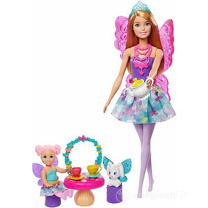 Barbie Dreamtopia Festa All'ora Del Tè, Playset Con Bambola Fata, Fatina E Coniglietto, Tavolino A Funghetto E Accessori Per Il Tè, Giocattolo Per Bambine Dai 3 Anni