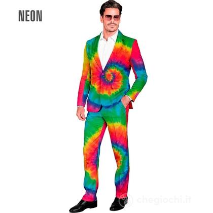 Completo Tie Dye Fluorescente Party Fashion (giacca, pantaloni) S - Costume Adulto Uomo - Nazionalità ed Etnie, Showtime,  Showgirls e Showmen, Disco,
