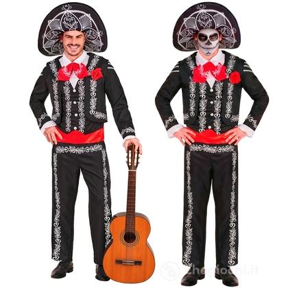 Mariachi Dia De Los Muertos (giacca, camicia con gilet e farfallino, pantaloni, sombrero) S - Costume Adulto Uomo - Nazionalità ed Etnie, Halloween, M