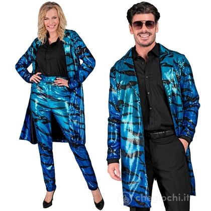 Cappotto Party Fashion (cappotto in paillettes onde blu) XXL  - Costume Adulto Unisex - Showtime,  Showgirls e Showmen, Disco, Festivals, Anni '80, Pa