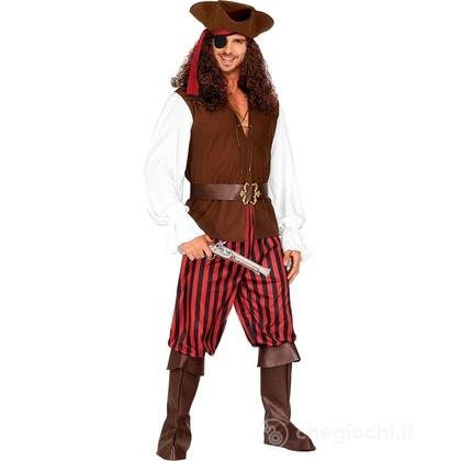 Pirata (camicia con gilet, pantaloni, cintura, copristivali, fascia per testa, cappello, benda per occhio) XXXL - Costume Adulto Uomo - Pirati,  Corsa