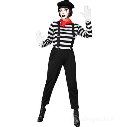 Mimo (maglia, pantaloni, bretelle, foulard, guanti, cappello)  S - Costume Adulto Donna - Nazionalità ed Etnie, Clown e Circo, Feste dei Bambini e di 