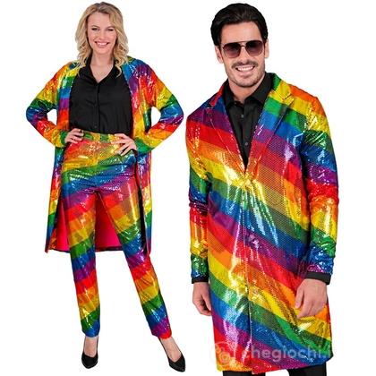 Cappotto Party Fashion (cappotto in paillettes arcobaleno) XXL  - Costume Adulto Unisex - Showtime,  Showgirls e Showmen, Disco, Festivals, Party Fash